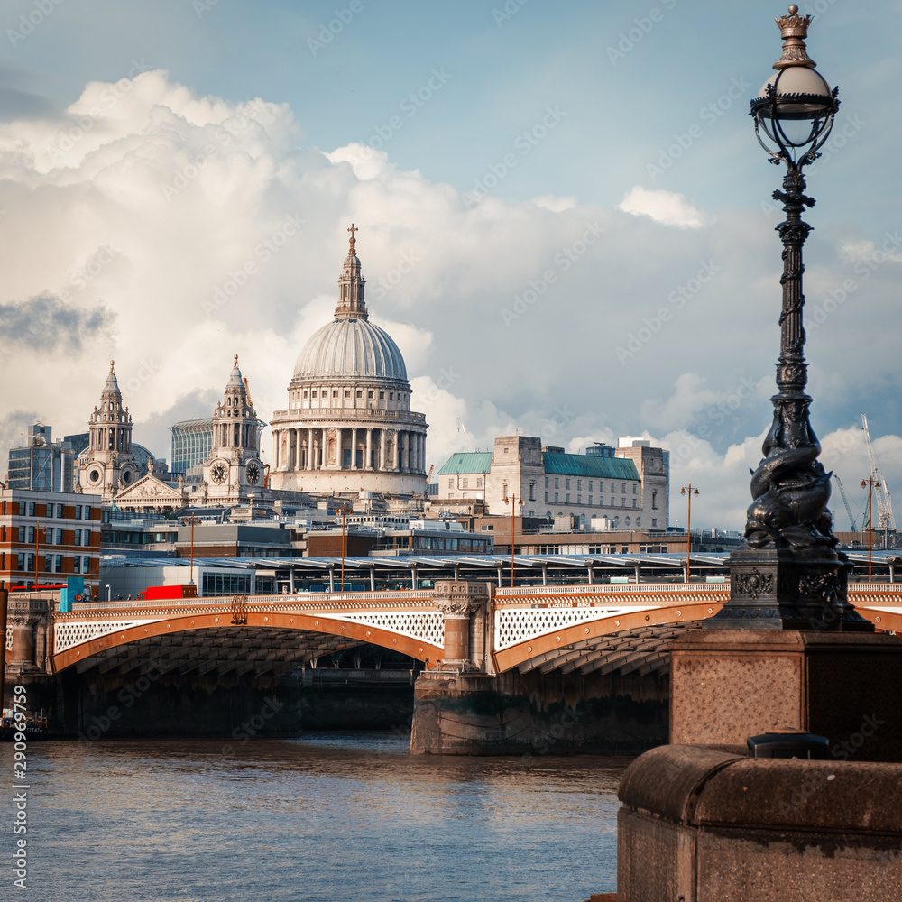 Blackfriars Bridge and Saint Paul Cathedral in London