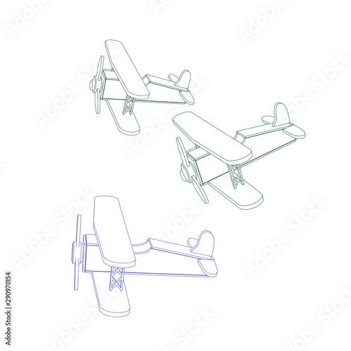 line art of a airplane with color