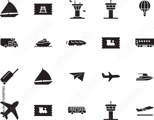 holiday vector icon set such as: way, fun, school, airline, traveler, fast, motorhome, luggage, balloon, suitcase, truck, airways, station, home, car, vessel, metro, water, origami, circle, hot, set