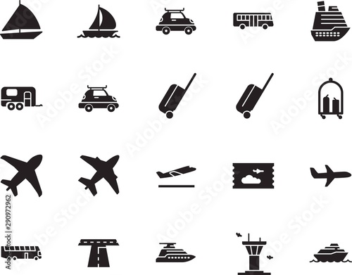 holiday vector icon set such as: road, control, ticket, drive, vessel, tickets, highway, architecture, building, up, pass, controller, silver, start, camping, roadside, rv, tower, home, terminal