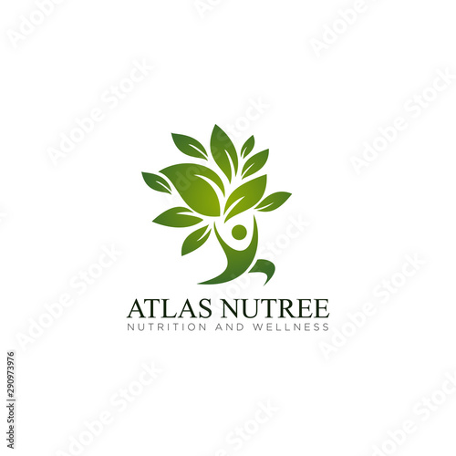logo atlas nutree, with gradient leaves colours