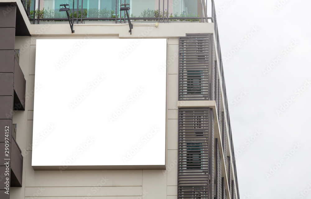 Mockup image of Blank billboard white screen posters and led outside building for advertising Mockup image of Blank billboard white screen posters and led outside building for advertising