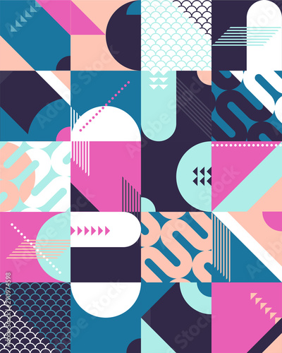 Geometric patten of primitive shapes.	