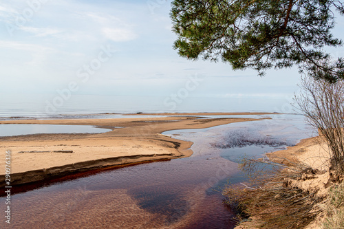 Wallpaper Mural Seaside view with river flowing into the Baltic sea in spring season in Saulkrasti in Latvia Torontodigital.ca