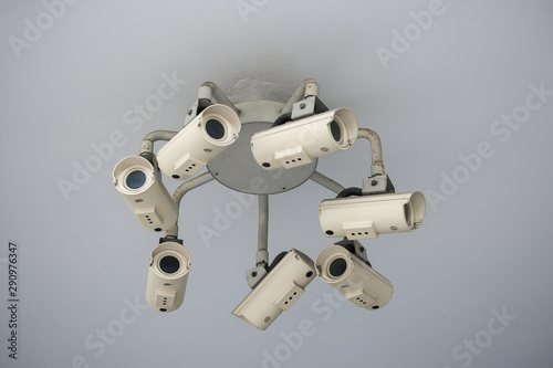 Video surveillance cameras for the urban environment. Security cameras at the station