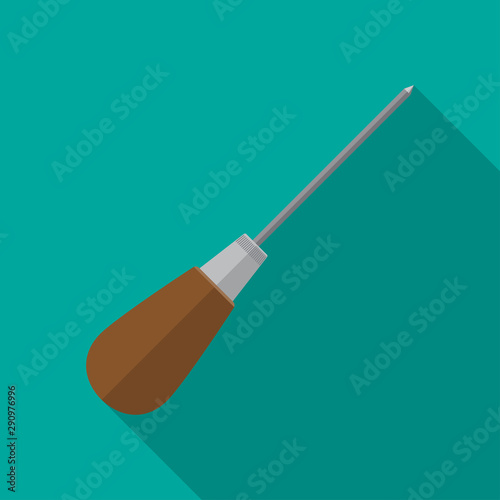 Caning awl with wooden handle.