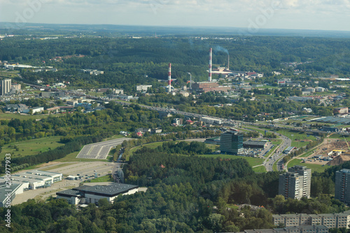 View from the TV tower. Panorama of Vilnius. Lithuania