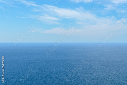 blue sea and sky with clouds, seascape