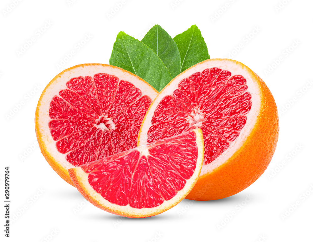 pink orange or grapefruit with slice isolated on white background pink orange or grapefruit with slice isolated on white background