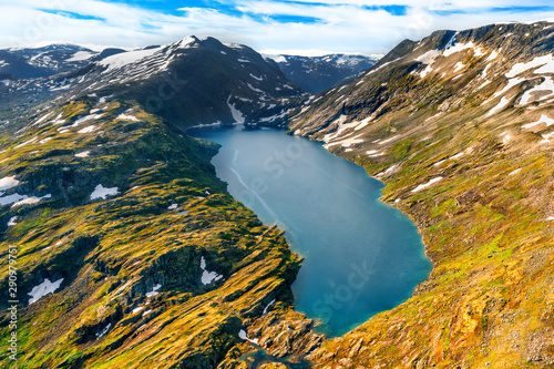 Fototapeta Naklejka Na Ścianę i Meble -  Beautiful aerial landscape view Geirangerfjord  region in More og Romsdal county in Norway.