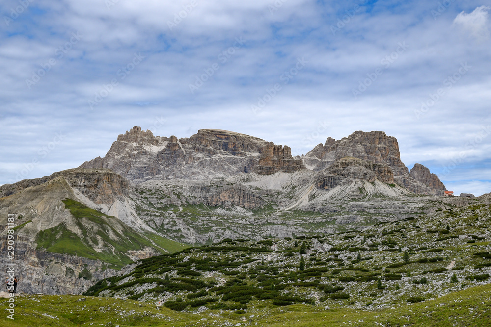Dolomites landscape, rocks and mountains in the UNESCO list in South Tyrol in Italy.