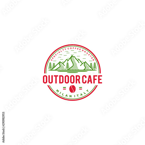 Outdoor cafe logo design - coffee italy