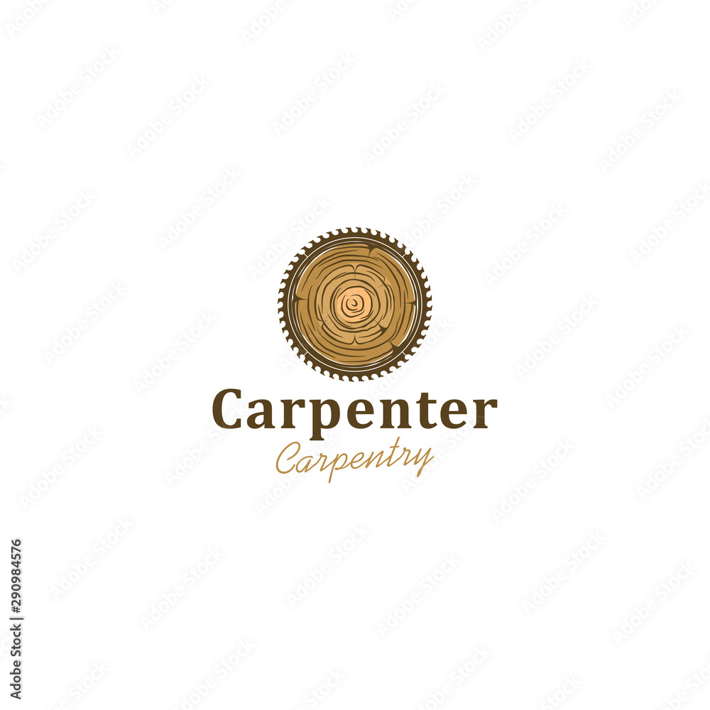 Fototapeta premium Capenter industry logo design - wood log circular saw