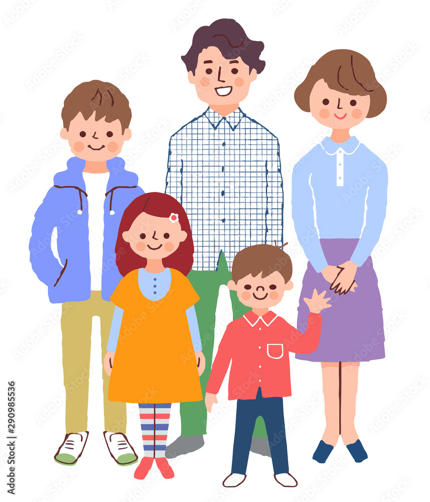 Family standing with a smile	