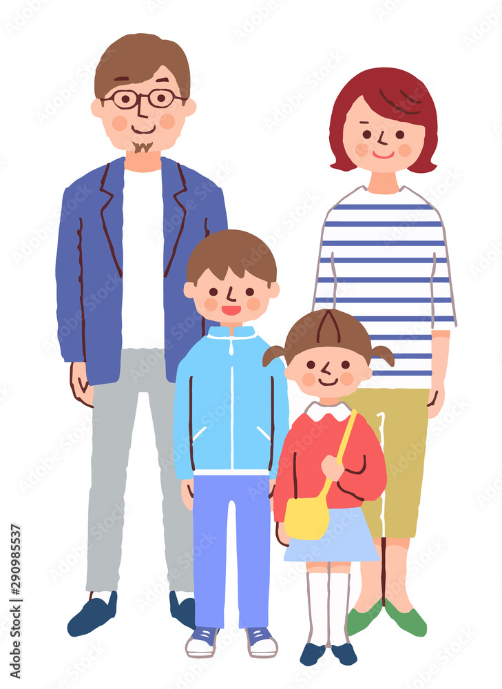 Family standing with a smile	
