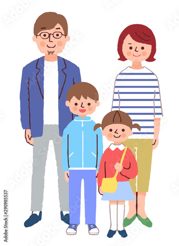 Family standing with a smile	