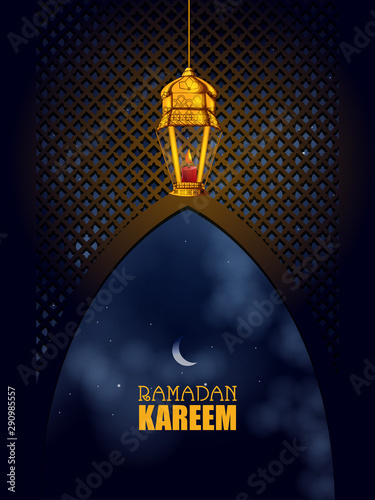 easy to edit vector illustration of Islamic celebration background with text Ramadan Kareem