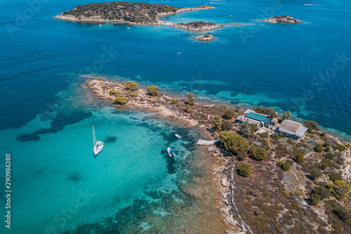 Fototapeta Naklejka Na Ścianę i Meble -  Aerial view of the tropical lagoon in Aegean sea