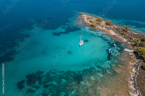 Aerial view of the tropical lagoon in Aegean sea