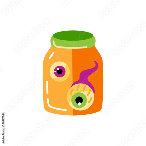 Pot with eyes. Vector illustration isolated on white background. Flat style vector illustration.