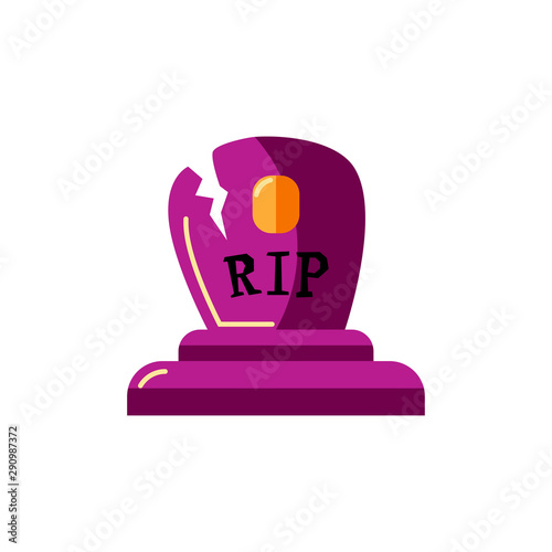 Halloween tombstone isolated on white background. Flat style vector illustration.
