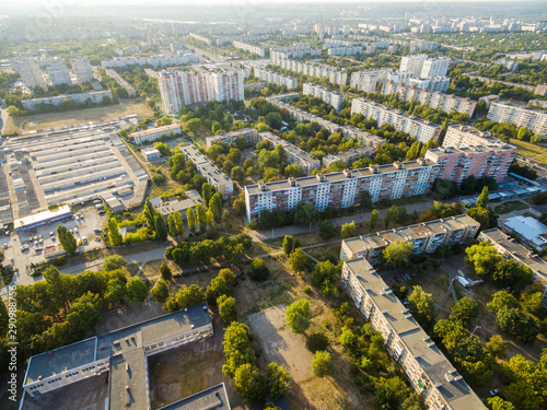 Aerial view to residential area in Kharkiv, Ukraine