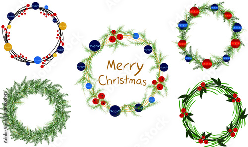 christmas wreath on white background