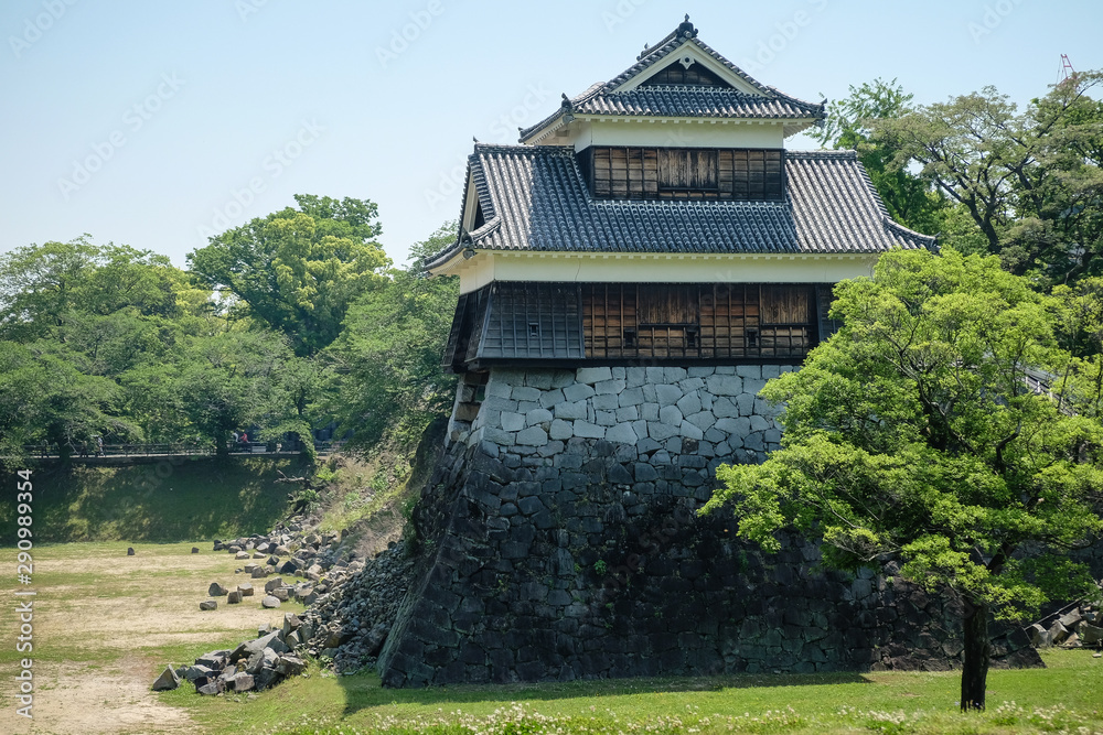 Landscape of historic fortress construction at Kumamoto Castle. Landscape of historic fortress construction at Kumamoto Castle.