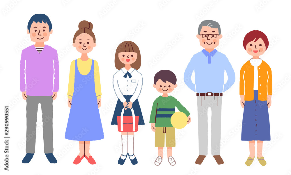 Three generations family facing the front with smile Three generations family facing the front with smile