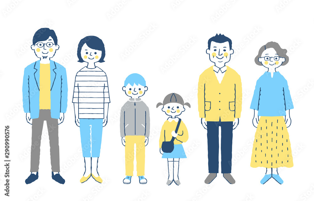 Three generations family facing the front with smile Three generations family facing the front with smile