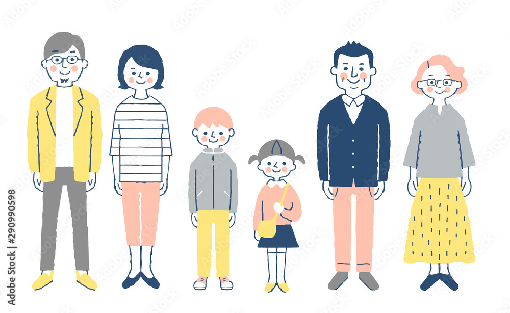 Three generations family facing the front with smile Three generations family facing the front with smile