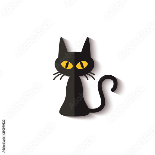 Black cat icon flat style. Isolated on yellow background. Vector  illustration 6330054 Vector Art at Vecteezy