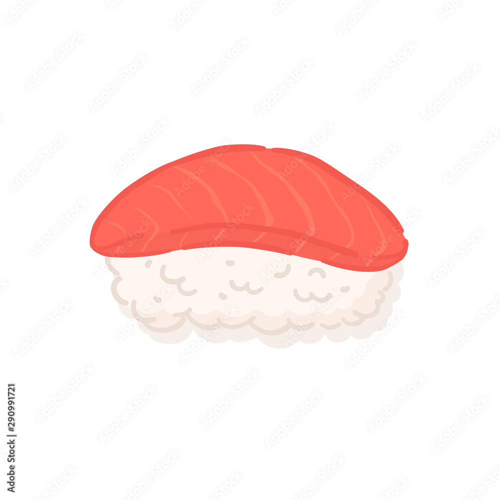 Tuna Fish Nigiri Sushi Japanese Food Vector Illustration Cartoon isolated on white background Tuna Fish Nigiri Sushi Japanese Food Vector Illustration Cartoon isolated on white background