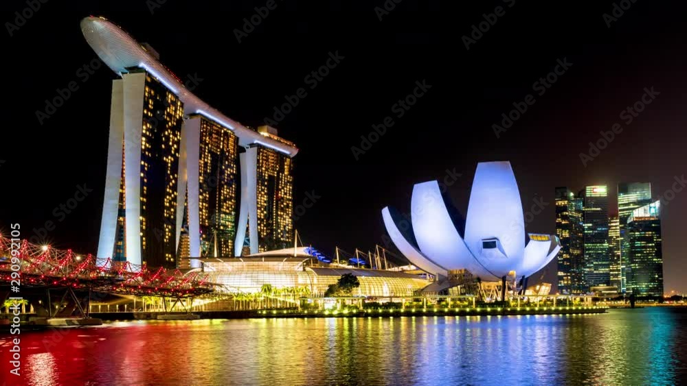 custom made wallpaper toronto digitalTime lapse of the Singapore at night time. Views of Marina Bay at night with colorful light from hotels and buildings around Marina Bay.
