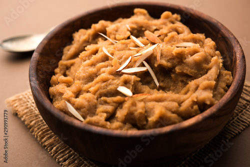 Принти на полотні Wheat flour Halwa or Shira or porridge /  Atte ka Halva, Popular healthy dessert or breakfast menu from India