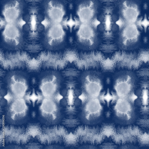 Seamless pattern Shibori in Indigo color. Digital Quilting Arts. Tie-dye. Tied and dyed - is a manual resist dyeing technique, of Japanese artisan design which produces patterns on fabric