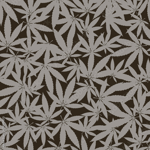 Marijuana background vector illustration. Seamless pattern marihuana leaf herb narcotic textile. Grass medical agriculture addictive weed nature forbidden.