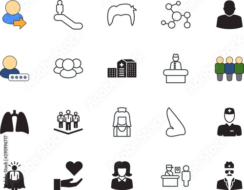 people vector icon set such as: cleaner, protect, admin, world, direction, room, down, grid, cross, front, domestic, button, luggage, lift, occupation, mall, nose, cape, walkway, up, feeling