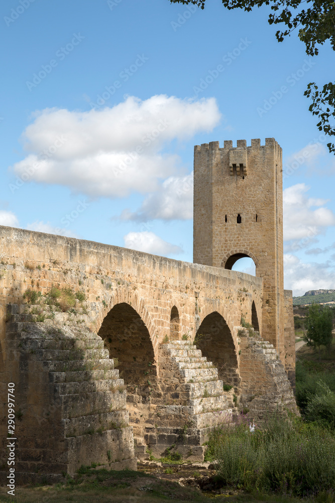 Bridge at Frias with River Ebro, Burgos Bridge at Frias with River Ebro, Burgos
