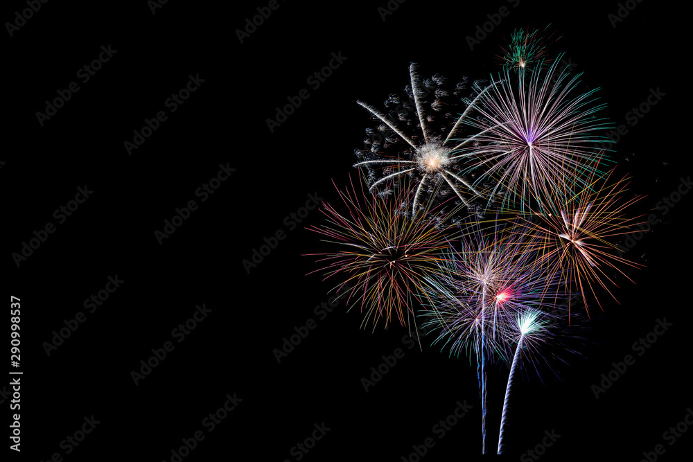 colorful fireworks with black background