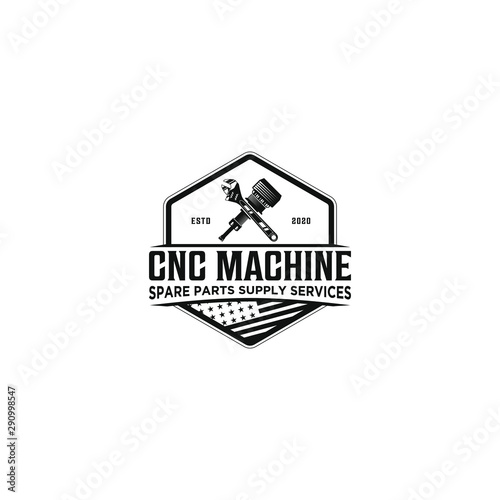 CNC machine service sparepart logo design