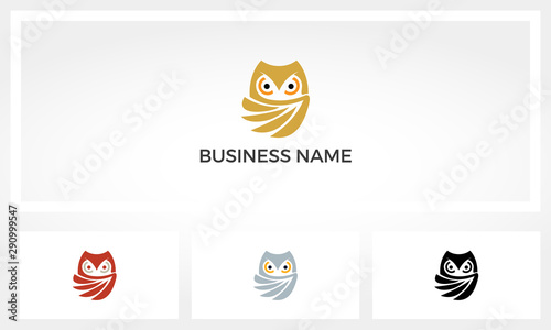 Owl With His Wing Cover The Body Logo