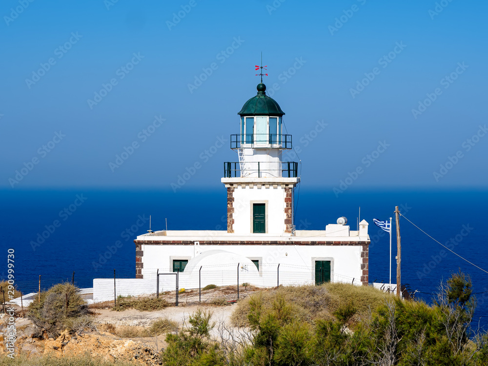 Akrotiri Lighthouse (Faros) with clear sky - Santorini Greece