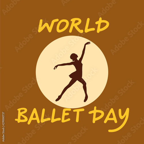 Vector image to the day of ballet. Silhouettes of ballerinas in the dance. Beautiful girls in pointe shoes are spinning to classical music.