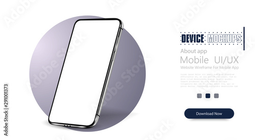 Smartphone frame less blank screen, rotated position. 3d isometric illustration cell phone. Smartphone perspective view. Template for infographics or presentation UI design interface. vector