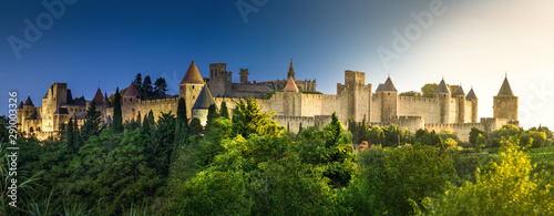 Bild auf Leinwand Carcassonne bei Tag und Nacht