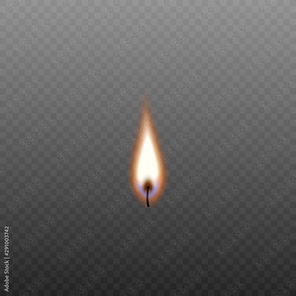 Burning candle wick isolated on transparent background - colorful orange flame Burning candle wick isolated on transparent background - colorful orange flame