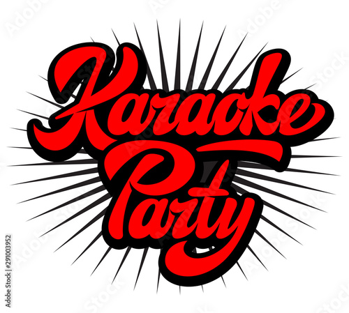 Vector illustration with calligraphic inscription karaoke party on white background