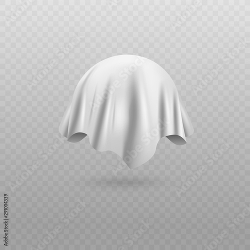 Rounded object or sphere covered with curtain 3d vector illustration isolated.