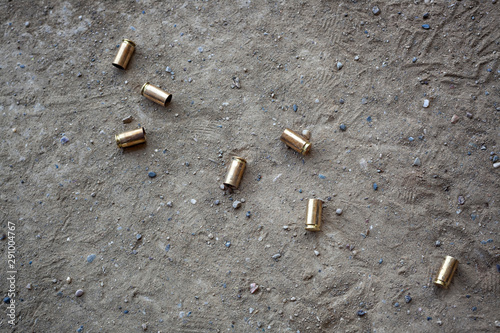 9 mm bullet shells lying on the ground